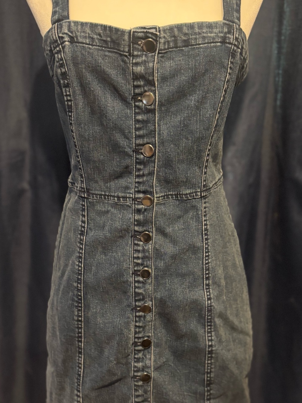 Aeropostale Dark Blue Button-Front Denim Overall Dress